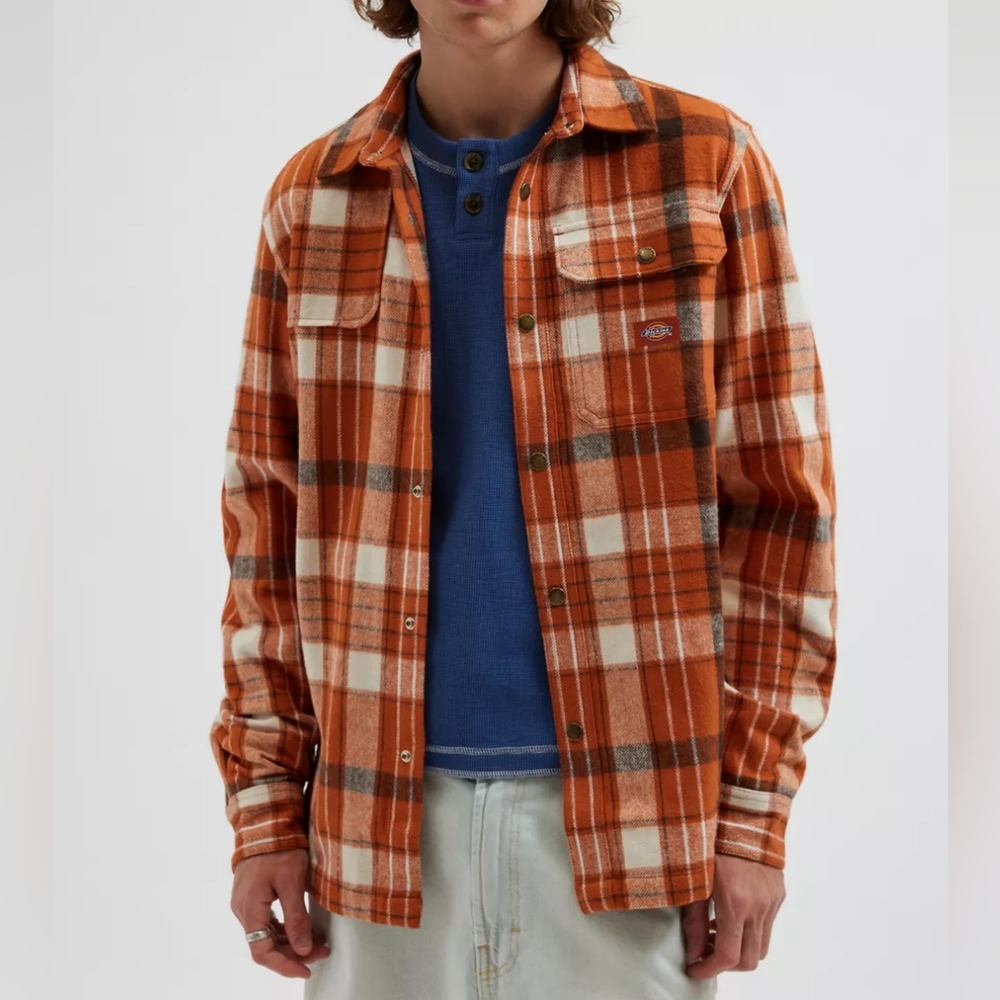 Dickies Men's Orange Plaid Jacket